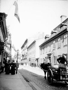 De extremt ojämna kullerstenarna på Drottninggatan gjorde att första bussen (med sina järnskodda hjul) orsakade ett ”otäckt infernaliskt ljud”. Foto: Henry Thorburn