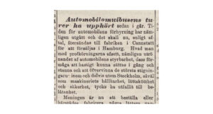 Redan efter sex dagar stoppades bullerbussen. Artikel i tidningen Dagen den 19 juli 1899. Redan efter sex dagar stoppades bullerbussen. Artikel i tidningen Dagen den 19 juli 1899.